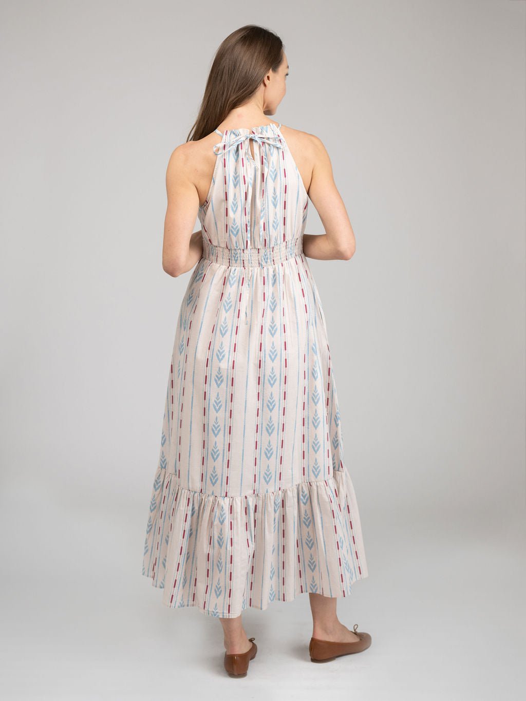 Beau & Ro Dress The Jenna Dress | Ivory Ikat Stripe