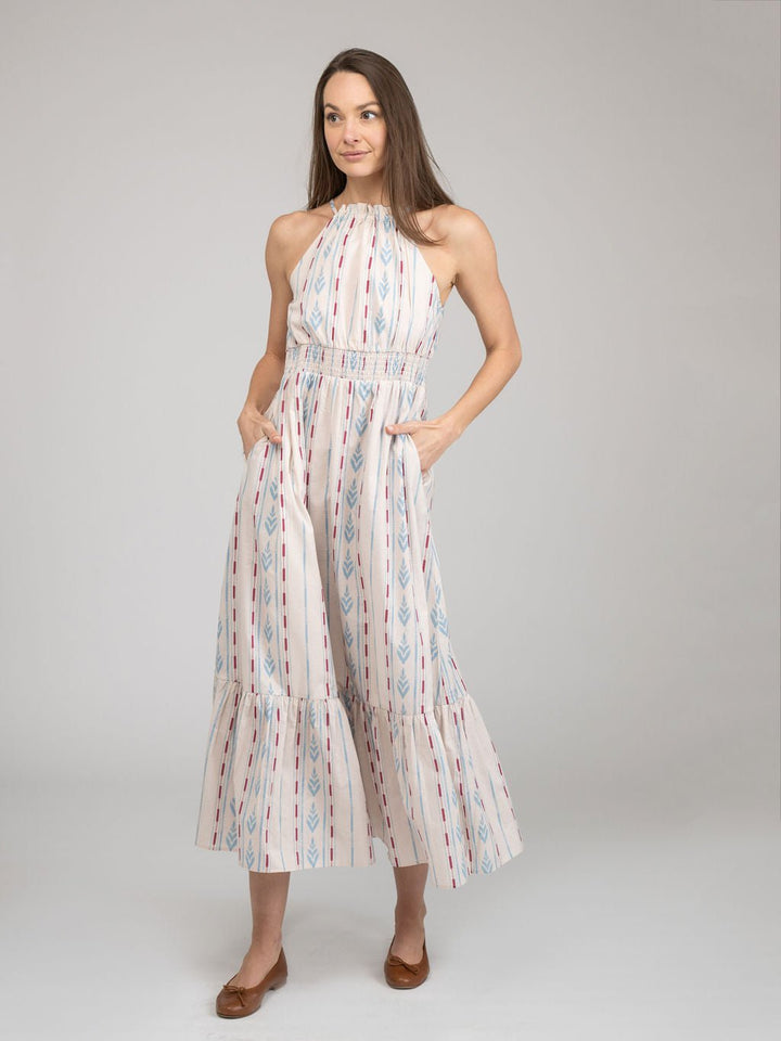 Beau & Ro Dress The Jenna Dress | Ivory Ikat Stripe