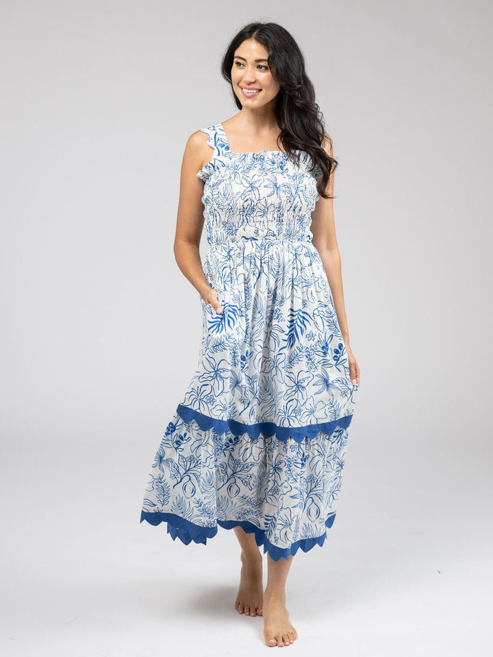 Beau & Ro Dress The Joey Dress | Blue Flora Sketch
