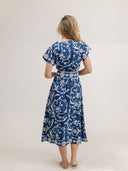 Beau & Ro Dress Small SAMPLE | The Kelly Dress | Blue Jodhpur Swirl | Small