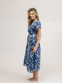 Beau & Ro Dress Small SAMPLE | The Kelly Dress | Blue Jodhpur Swirl | Small