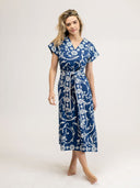 Beau & Ro Dress Small SAMPLE | The Kelly Dress | Blue Jodhpur Swirl | Small
