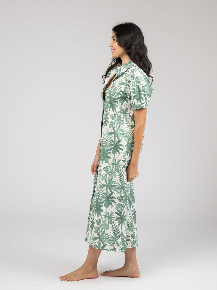 Beau & Ro Dress The Kris Dress | Beige Palm Leaf