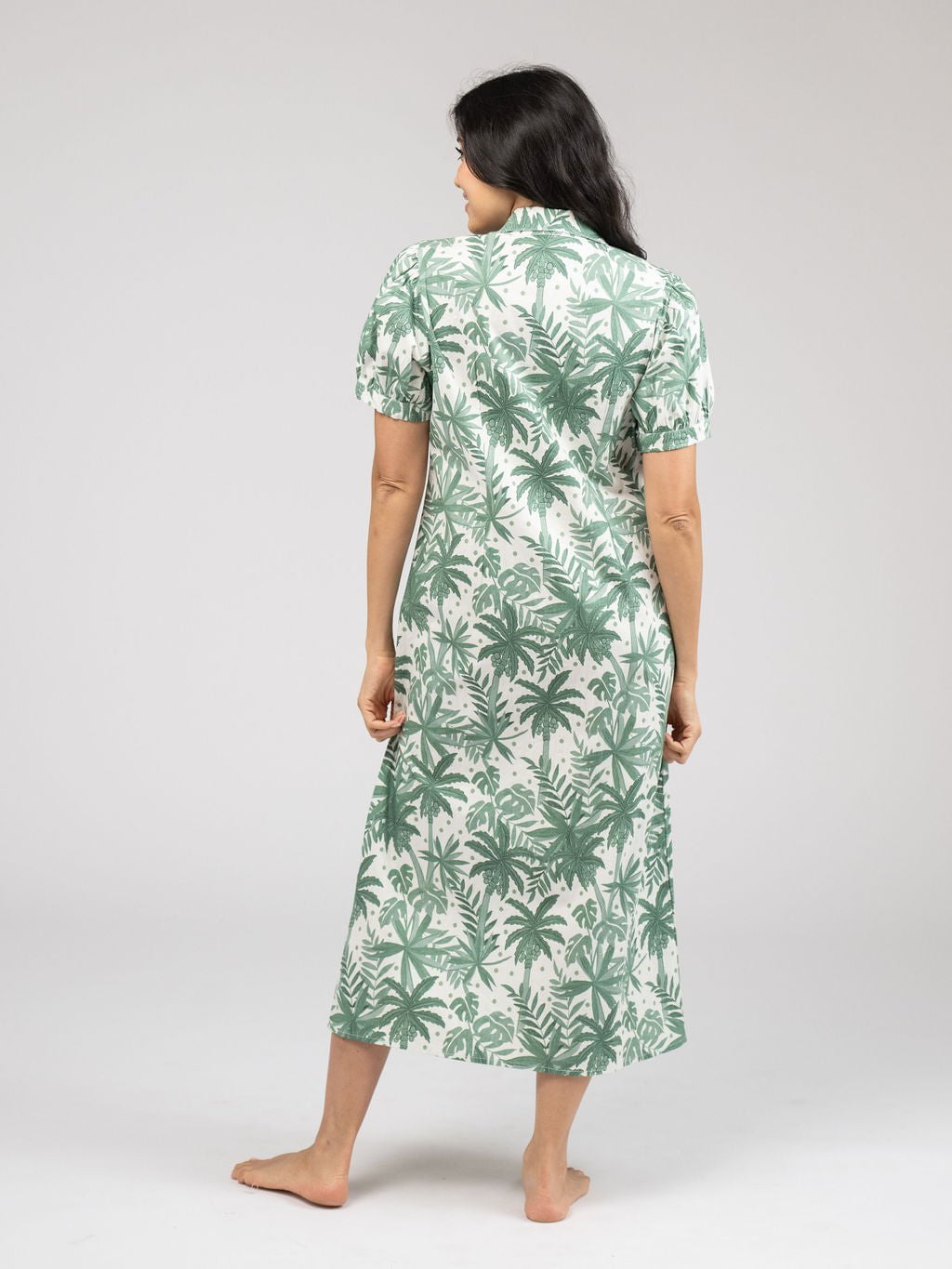 Beau & Ro Dress The Kris Dress | Beige Palm Leaf