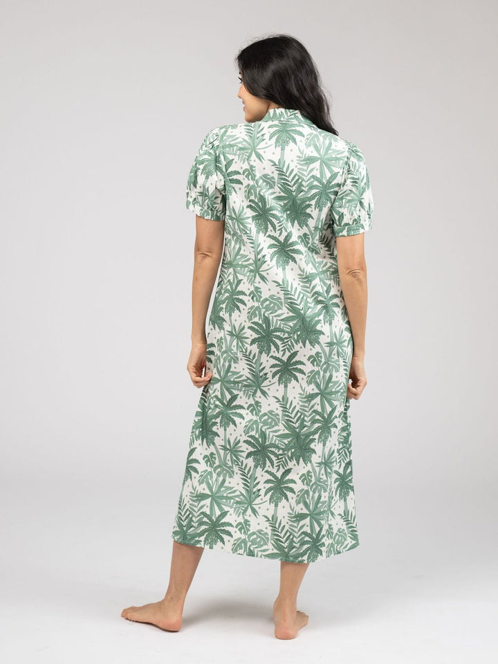 Beau & Ro Dress The Kris Dress | Beige Palm Leaf