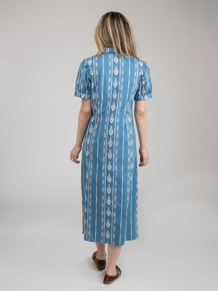Beau & Ro Dress The Kris Dress | Blue Ikat Stripe
