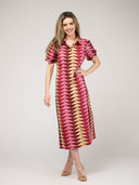 Beau & Ro Dress The Kris Dress | Cranberry Bagru Triangle