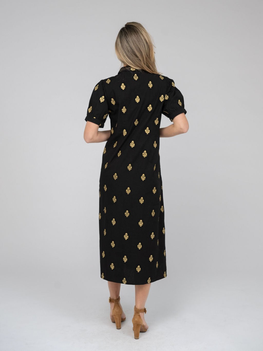 Beau & Ro Dress The Kris Dress | Gold & Black Embroidery