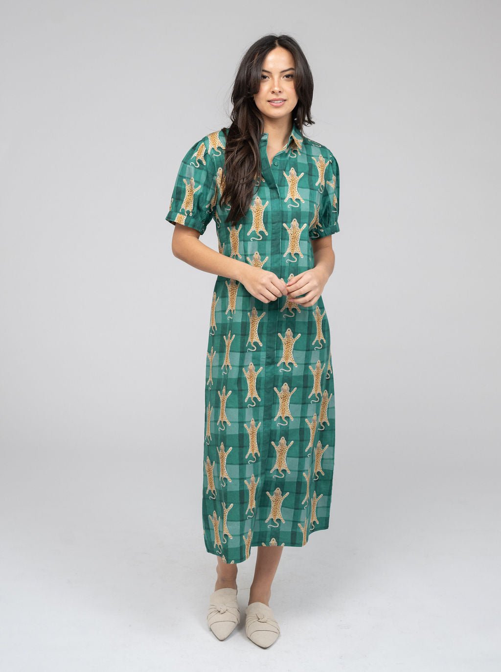 Beau & Ro Dress The Kris Dress | Green Cheetah