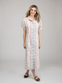 Beau & Ro Dress The Kris Dress | Ivory Ikat Stripe