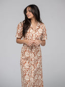 Beau & Ro Dress The Kris Dress | Tan Flower Power