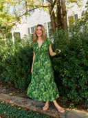 Beau & Ro Dress The Lauren Dress | Dark Green Palm Leaf