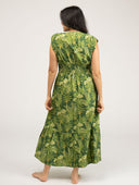 Beau & Ro Dress The Lauren Dress | Dark Green Palm Leaf