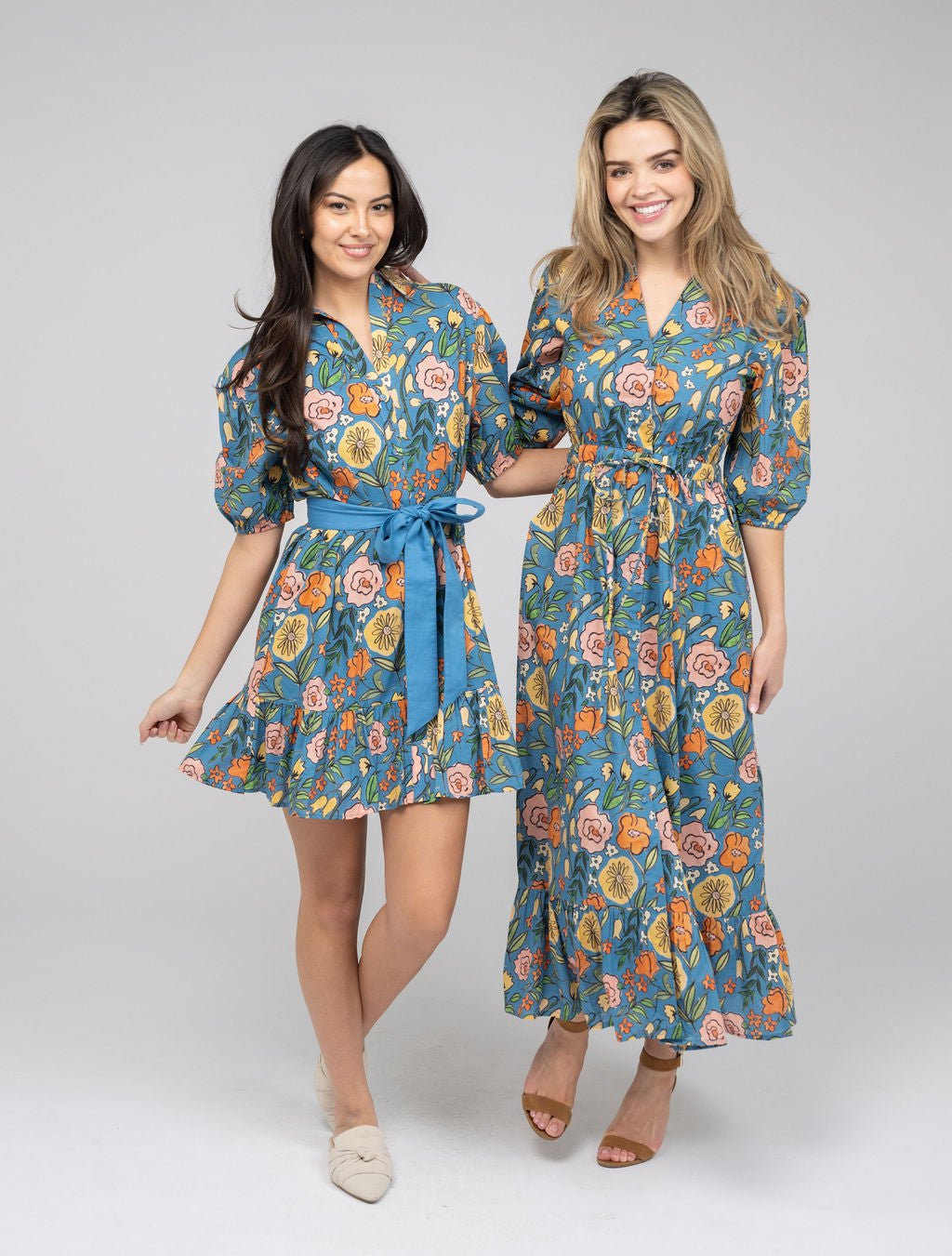 Beau & Ro Dress The Lily Midi Dress | Blue Fall Garden