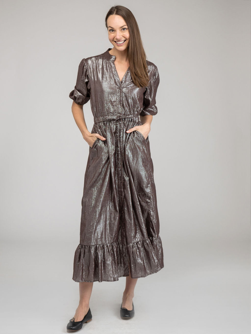The Lily Midi Dress | Brown Shine Medium / Brown Shine The Lily Midi Dress | Brown Shine Medium / Brown Shine