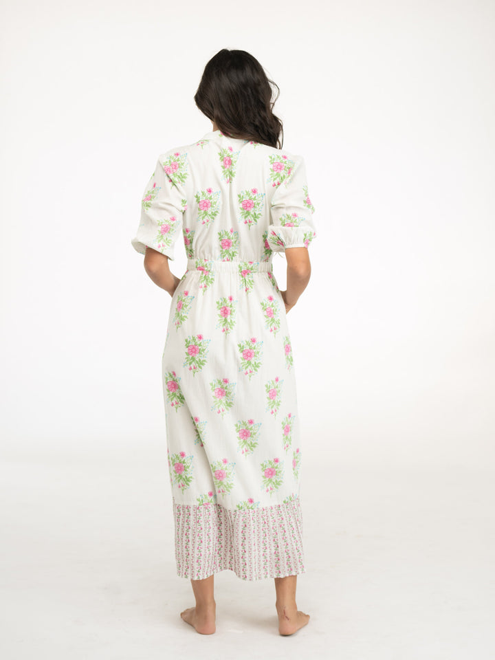 Beau & Ro Dress The Lily Midi Dress | Ivory Vintage Floral