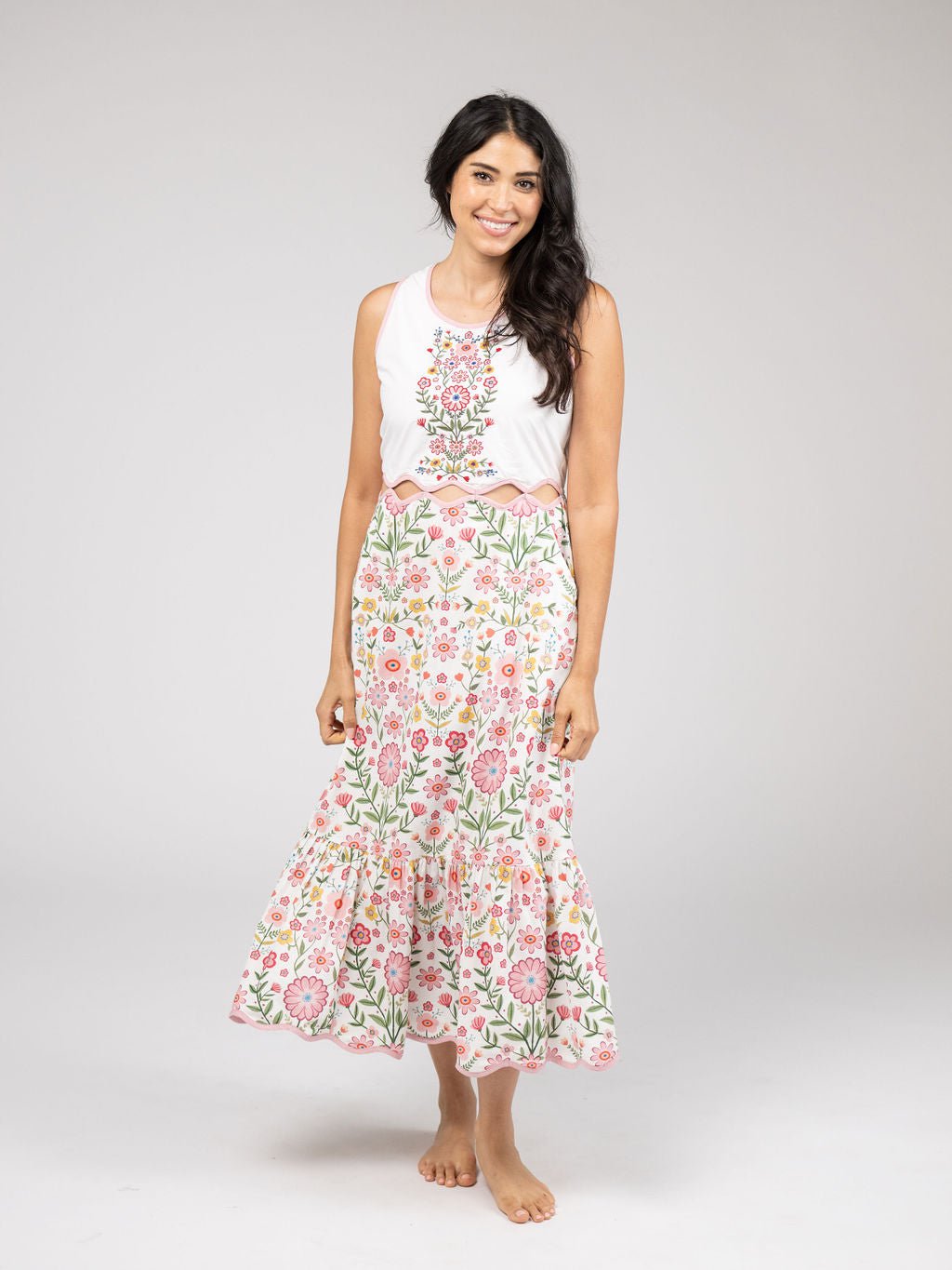 Beau & Ro Dress The Lina Dress | Pink Folk Flower
