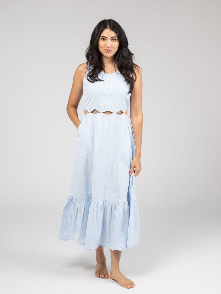 Lumignon Riobon border nermaid dress ブルー lumignon Riobon border nermaid dress ブルー Lumignon