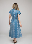 Beau & Ro Dress The Lisa Dress | Blue Ikat Stripe
