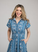 Beau & Ro Dress The Lisa Dress | Blue Ikat Stripe