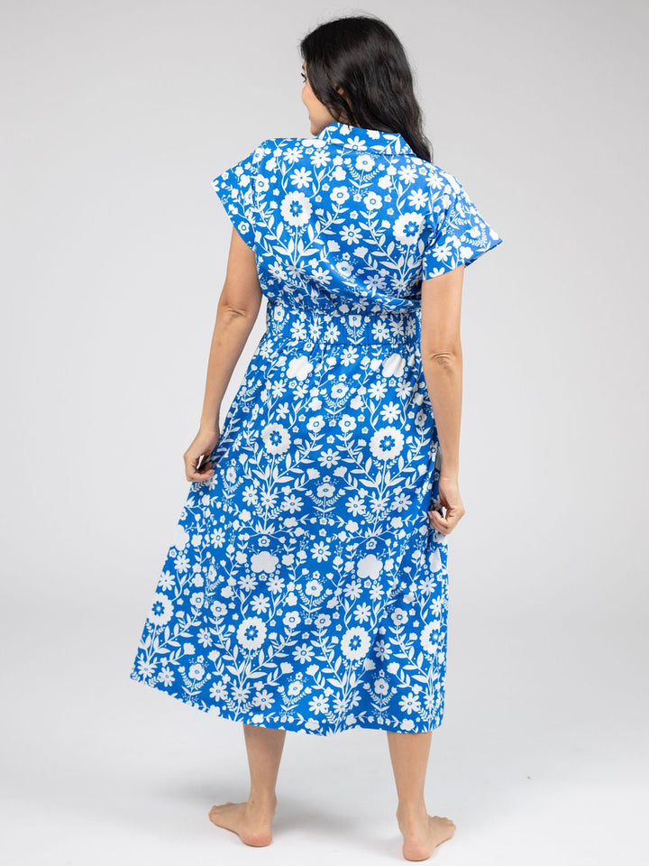 Beau & Ro Dress The Lisa Dress | Cobalt Folk Flower