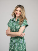 Beau & Ro Dress The Lisa Dress | Green Ikat