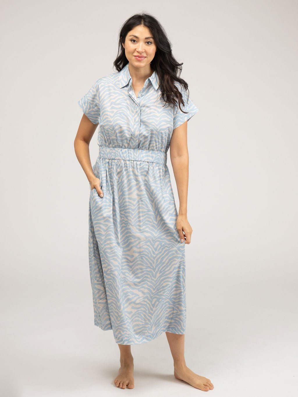 Beau & Ro Dress The Lisa Dress | Light Blue Zebra