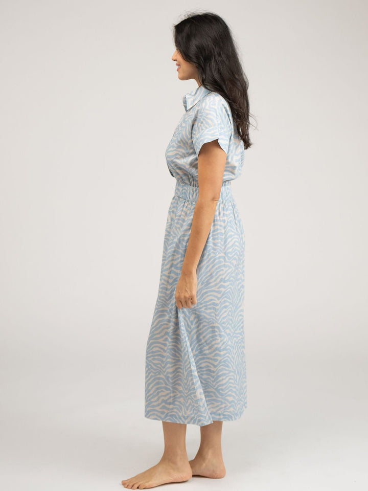 Beau & Ro Dress The Lisa Dress | Light Blue Zebra