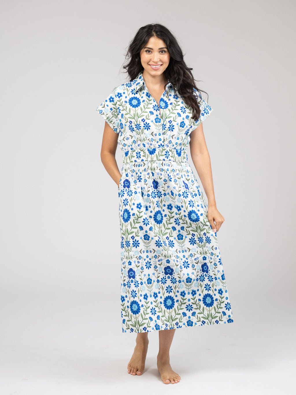 Beau & Ro Dress The Lisa Dress | White Folk Flower