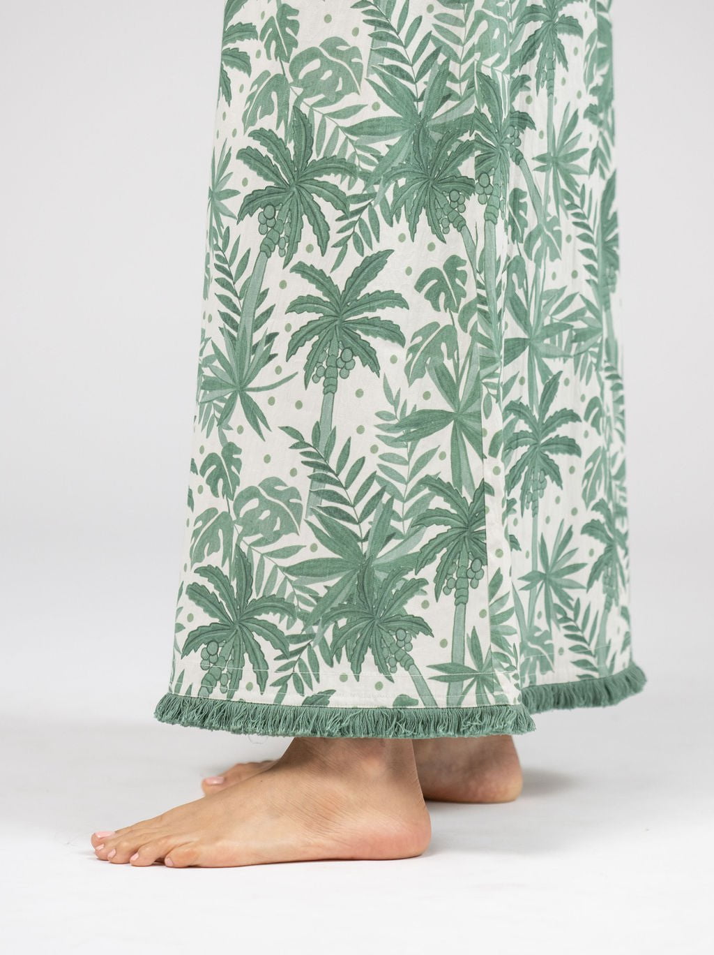 Beau & Ro Dress The Lisa Maxi Dress | Beige Palm Leaf