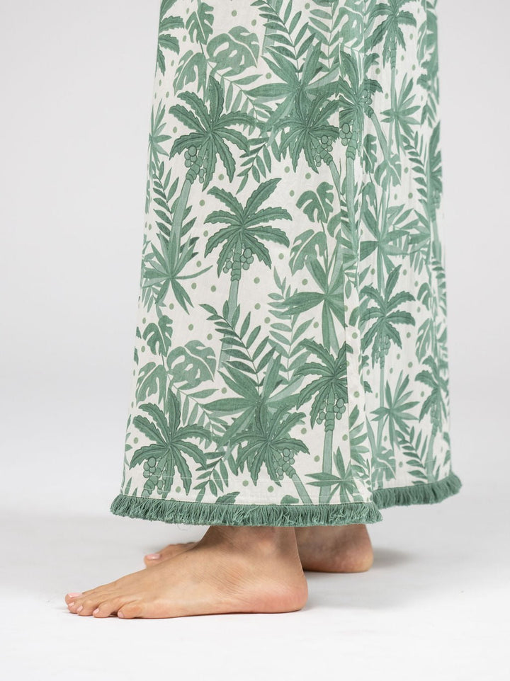 Beau & Ro Dress The Lisa Maxi Dress | Beige Palm Leaf