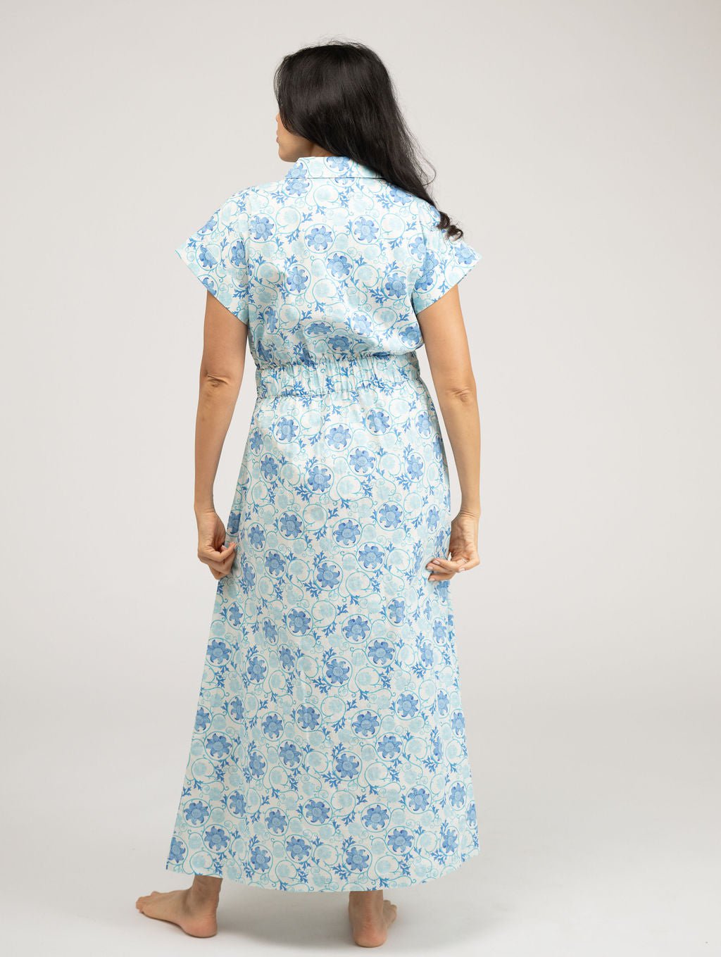 Beau & Ro Dress The Lisa Maxi Dress | White Garden Swirl