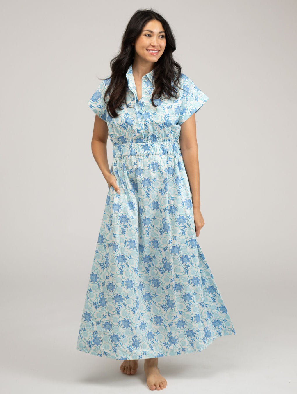 Beau & Ro Dress The Lisa Maxi Dress | White Garden Swirl