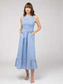 Beau & Ro Dress The Margot Dress | Blue Check Seersucker