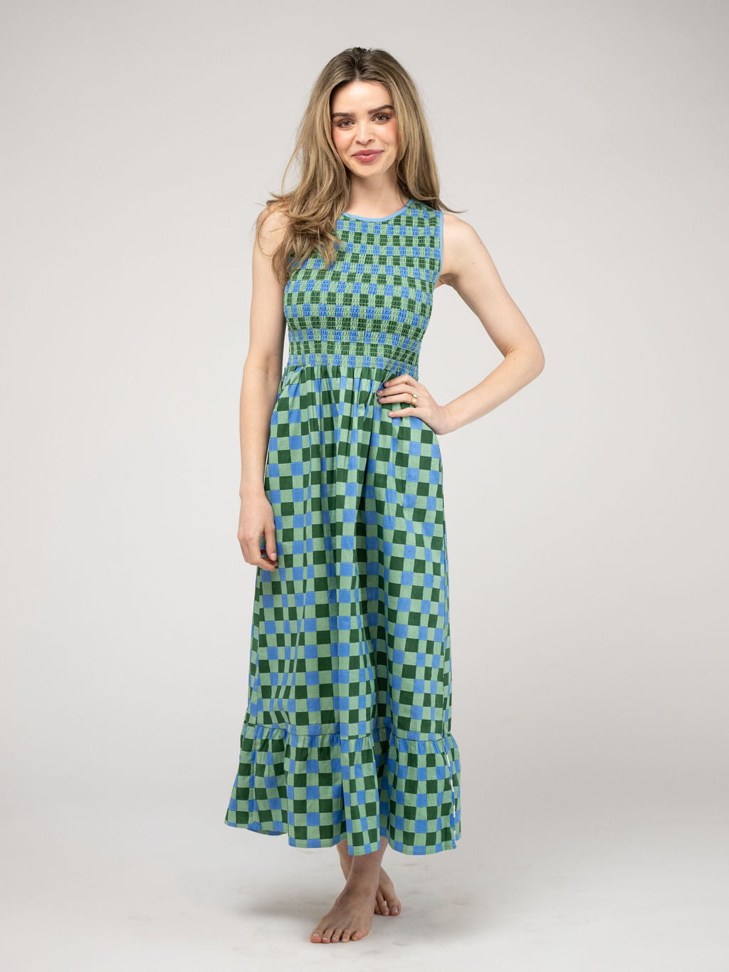 The Margot Dress | Green Check Block – Beau & Ro