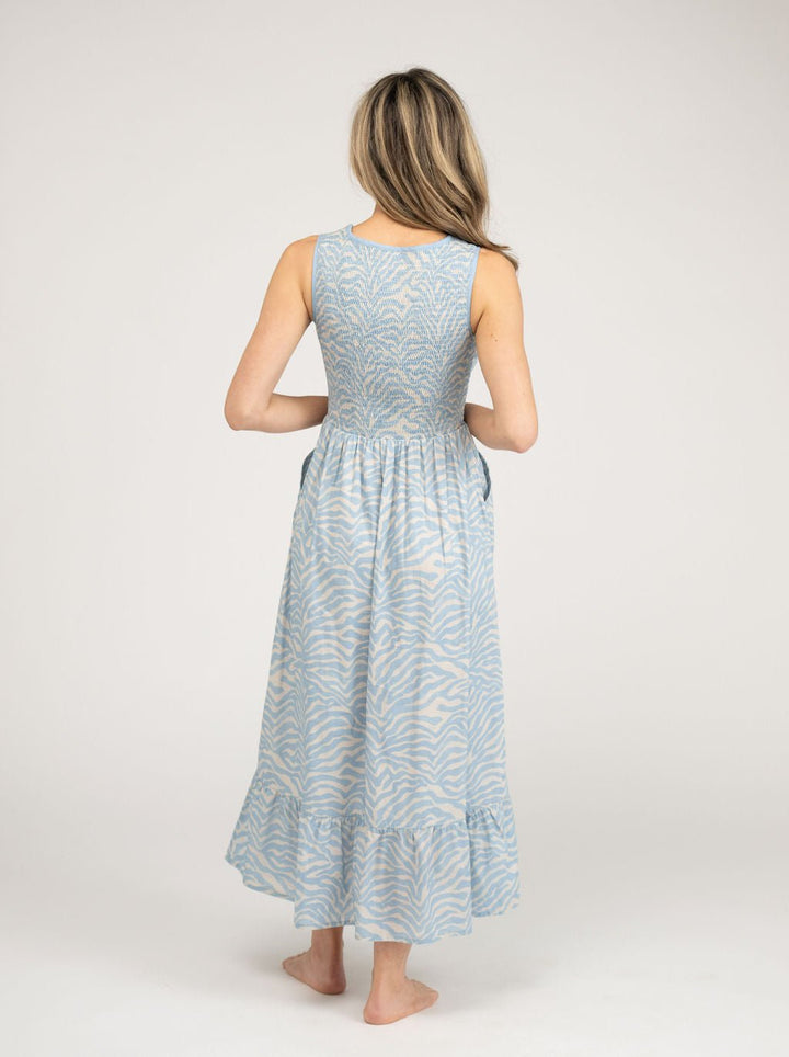 Beau & Ro Dress The Margot Dress | Light Blue Zebra