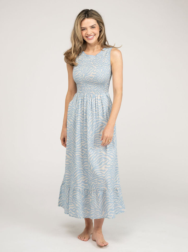 Beau & Ro Dress The Margot Dress | Light Blue Zebra