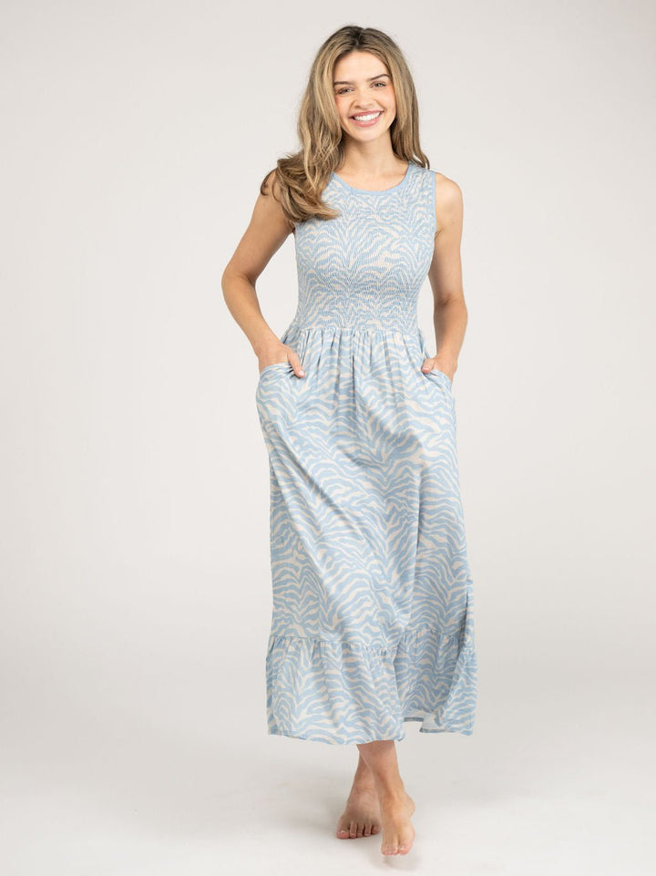 Beau & Ro Dress The Margot Dress | Light Blue Zebra