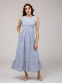 Beau & Ro Dress The Margot Dress | Navy Stripe Seersucker