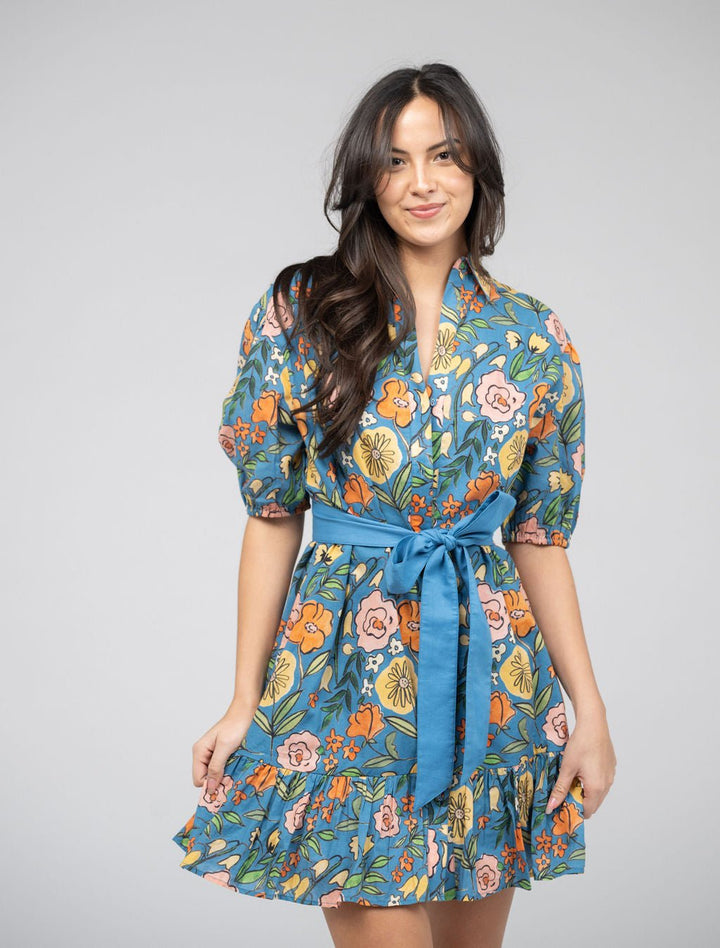 Beau & Ro Dress The Monica Dress | Blue Fall Garden