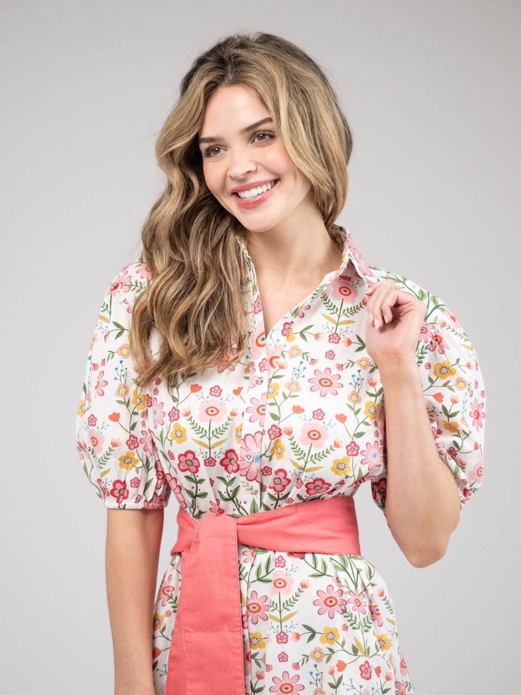 Beau & Ro Dress The Monica Dress | Pink Folk Flower