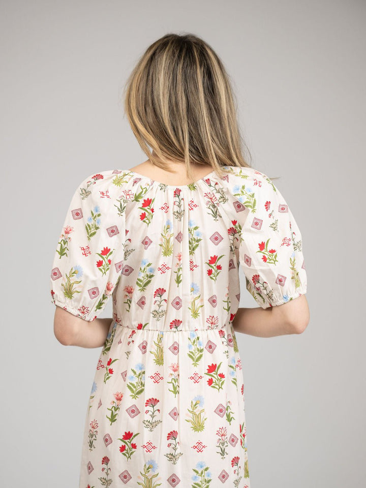 Beau & Ro Dress The Poppy Dress | Ivory Buti Flower
