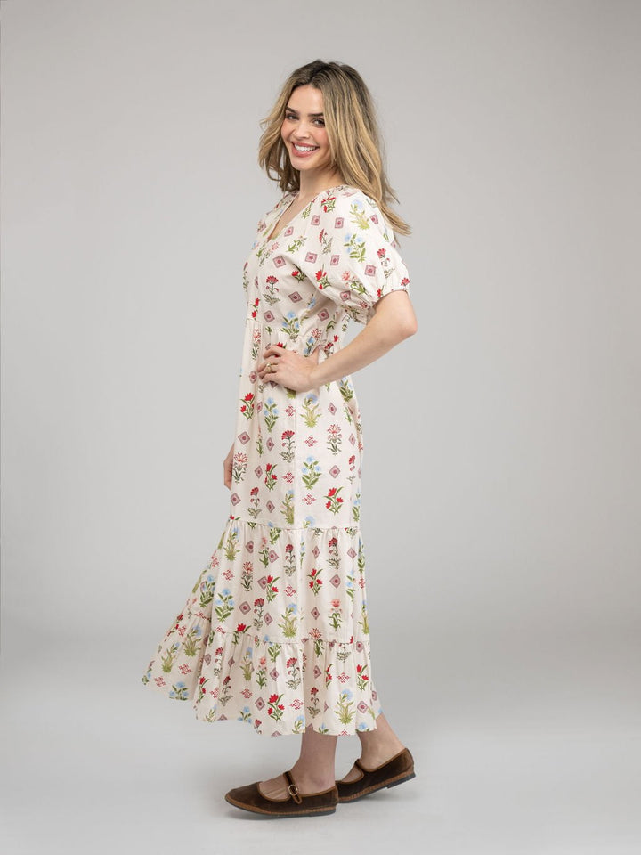 Beau & Ro Dress The Poppy Dress | Ivory Buti Flower