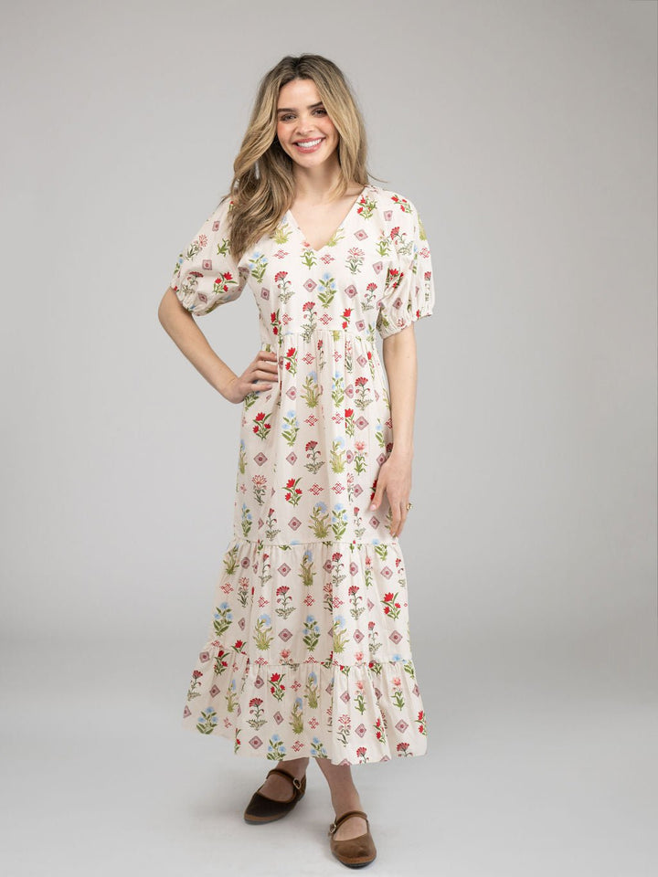 Beau & Ro Dress The Poppy Dress | Ivory Buti Flower