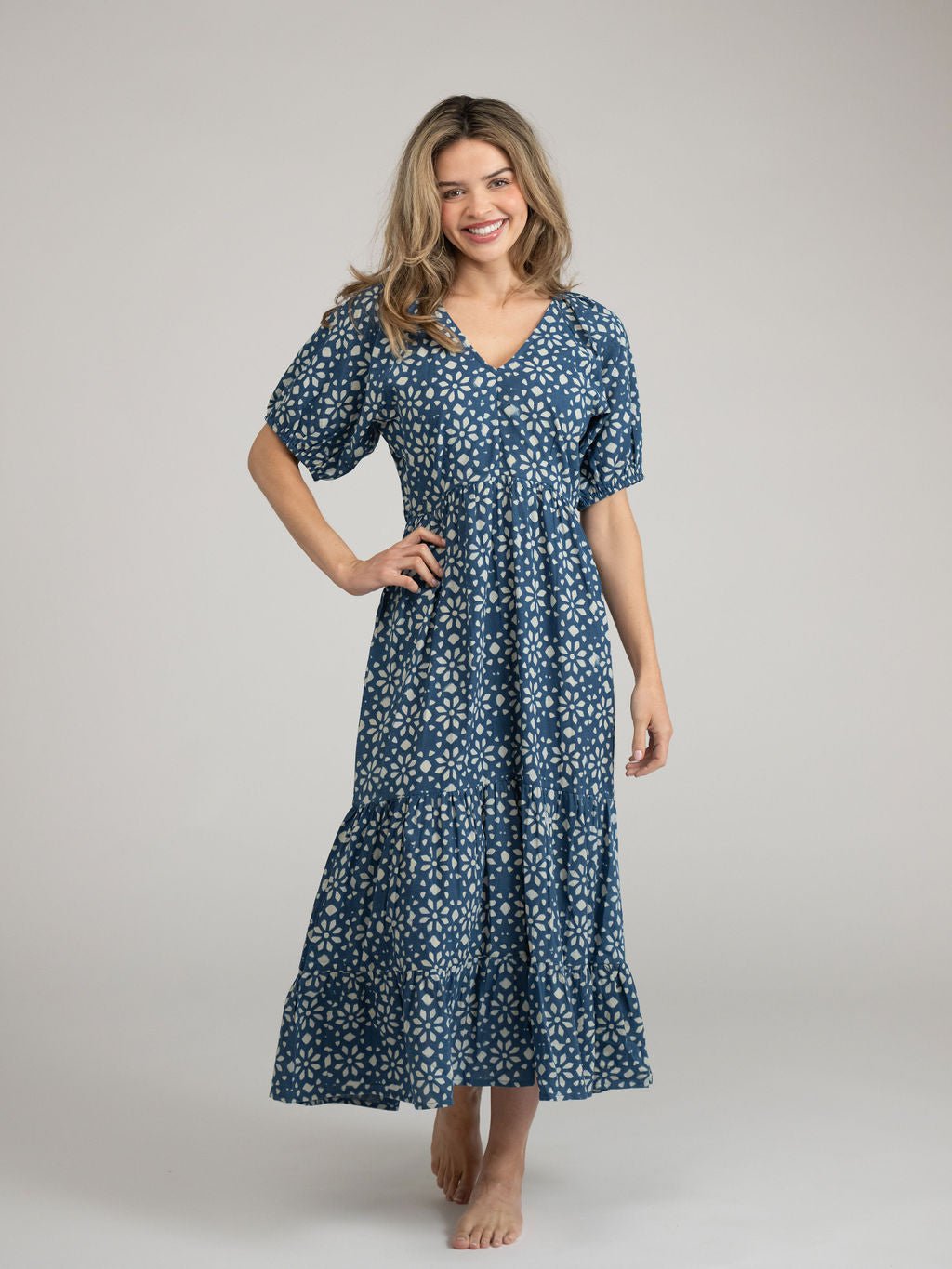 Beau & Ro Dress The Poppy Dress | Navy Star India Resist