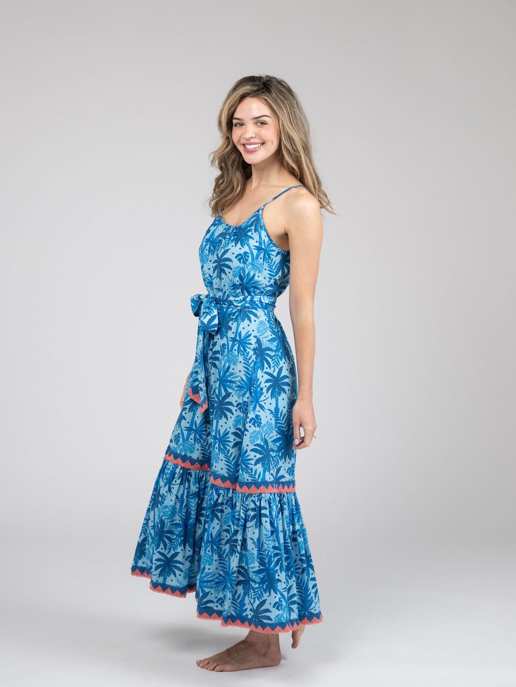 Beau & Ro Dress The Sunny Dress | Blue Palm Leaf