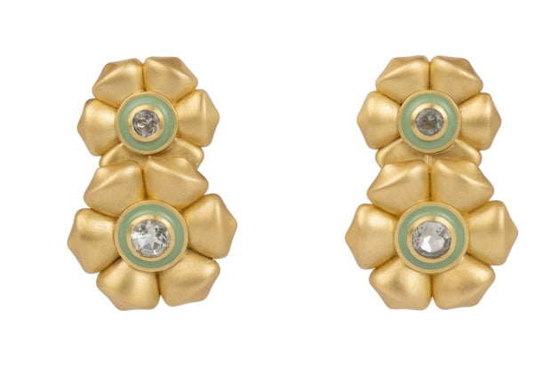 Beau & Ro Earrings Beau & Ro Jewelry | Flower Earring in Green Amethyst