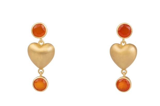 Beau & Ro Earrings Beau & Ro Jewelry | Heart Earring in Red Onyx