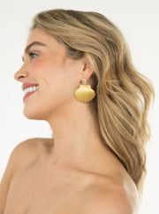 Beau & Ro Earrings Beau & Ro Jewelry | Scallop Earring in Rainbow Moonstone