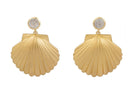 Beau & Ro Earrings Beau & Ro Jewelry | Scallop Earring in Rainbow Moonstone
